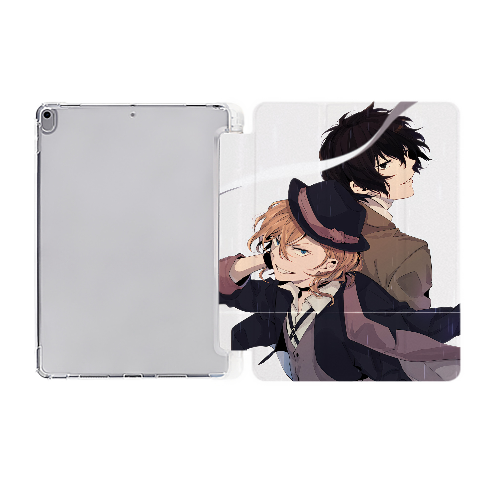 （画像用） 文豪ストレイドッグス Bungo Stray Dogs IPad ケース ペン収納付き 三つ折りスタンド PUレザー×シリコン 対応機種9.5/10.5/10.9インチ